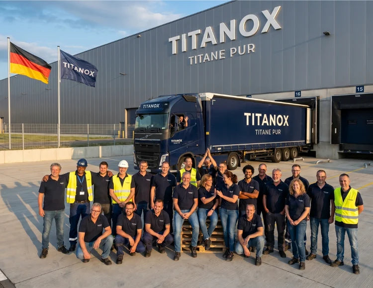 L'équipe TITANOX devant l'entrepôt de Solingen