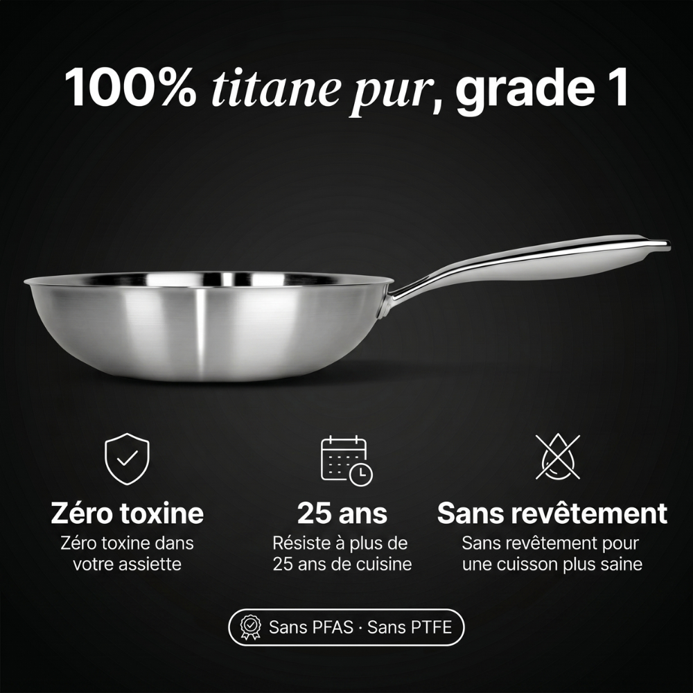 Wok 100% Titane Pur (28 cm) — TITANOX®